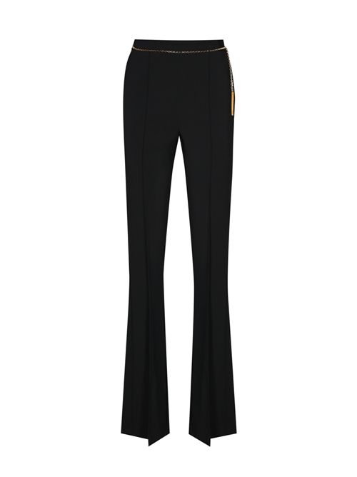 Pantaloni in crepe con catena gioiello Nero Elisabetta Franchi | PA14157E2110